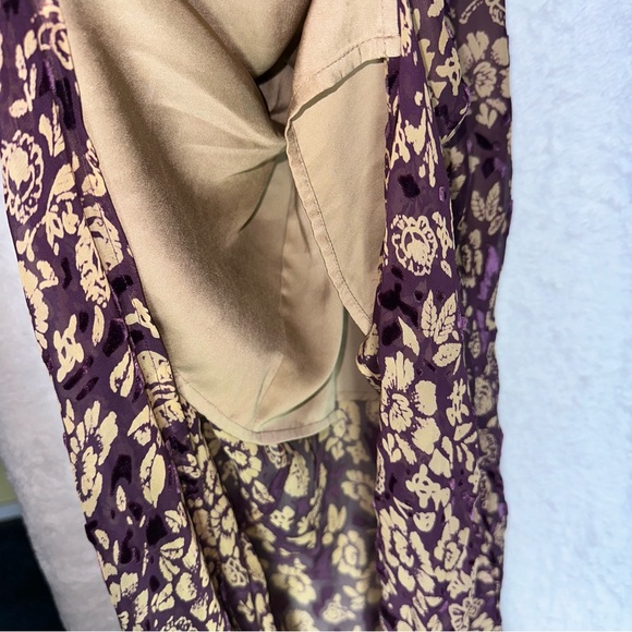For Love & Lemons Double Slit Sleeveless Maxi Dress Purple Velvet Silk Floral S - Picture 7 of 9